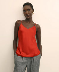 V-Neck Cami in Washable Silk Charmeuse