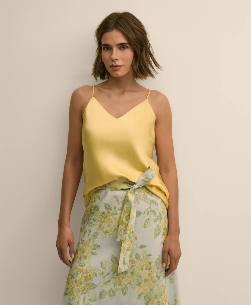 V-Neck Cami in Washable Silk Charmeuse