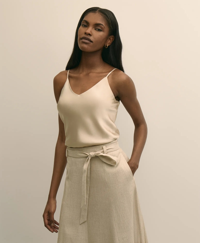 V-Neck Cami in Washable Silk Charmeuse