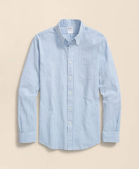 Washed Cotton Seersucker Button-Down Collar, Stripe Sport Shirt