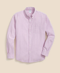 Washed Cotton Seersucker Button-Down Collar, Stripe Sport Shirt