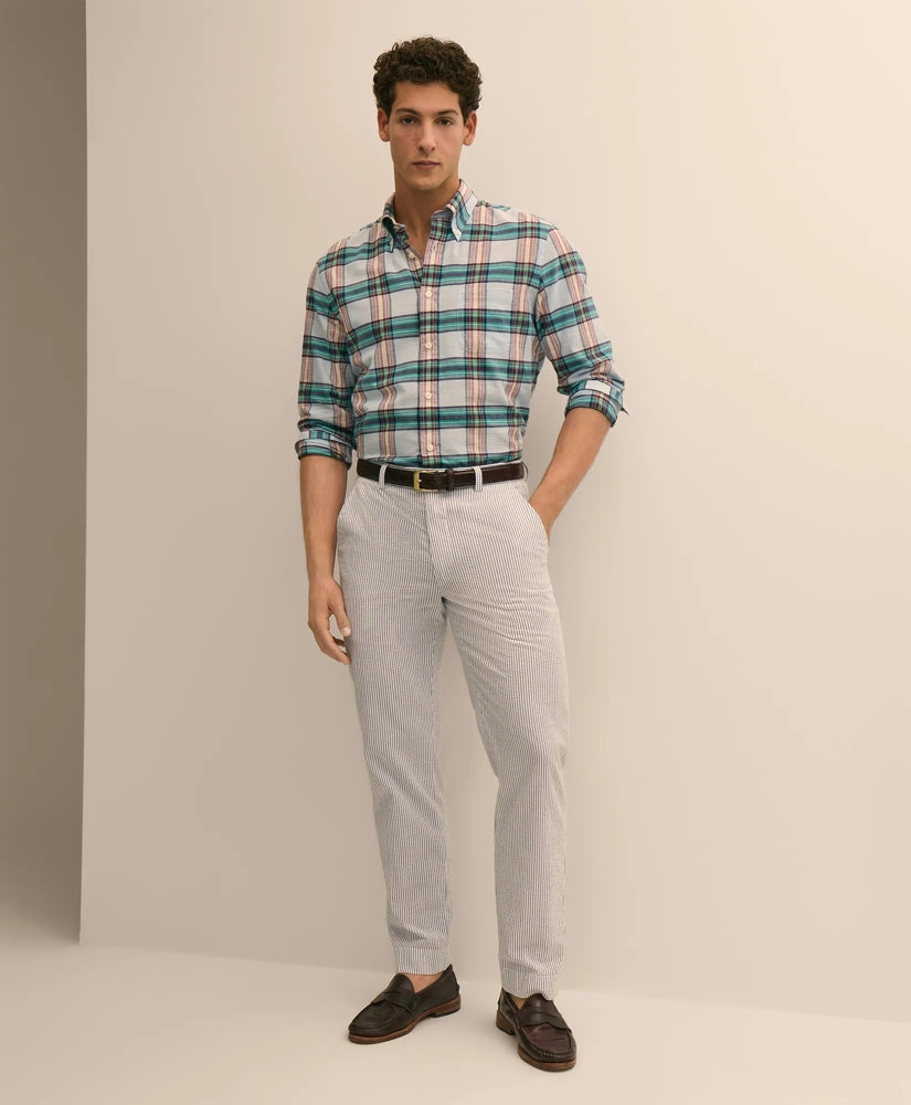 Washed Cotton Seersucker Pants