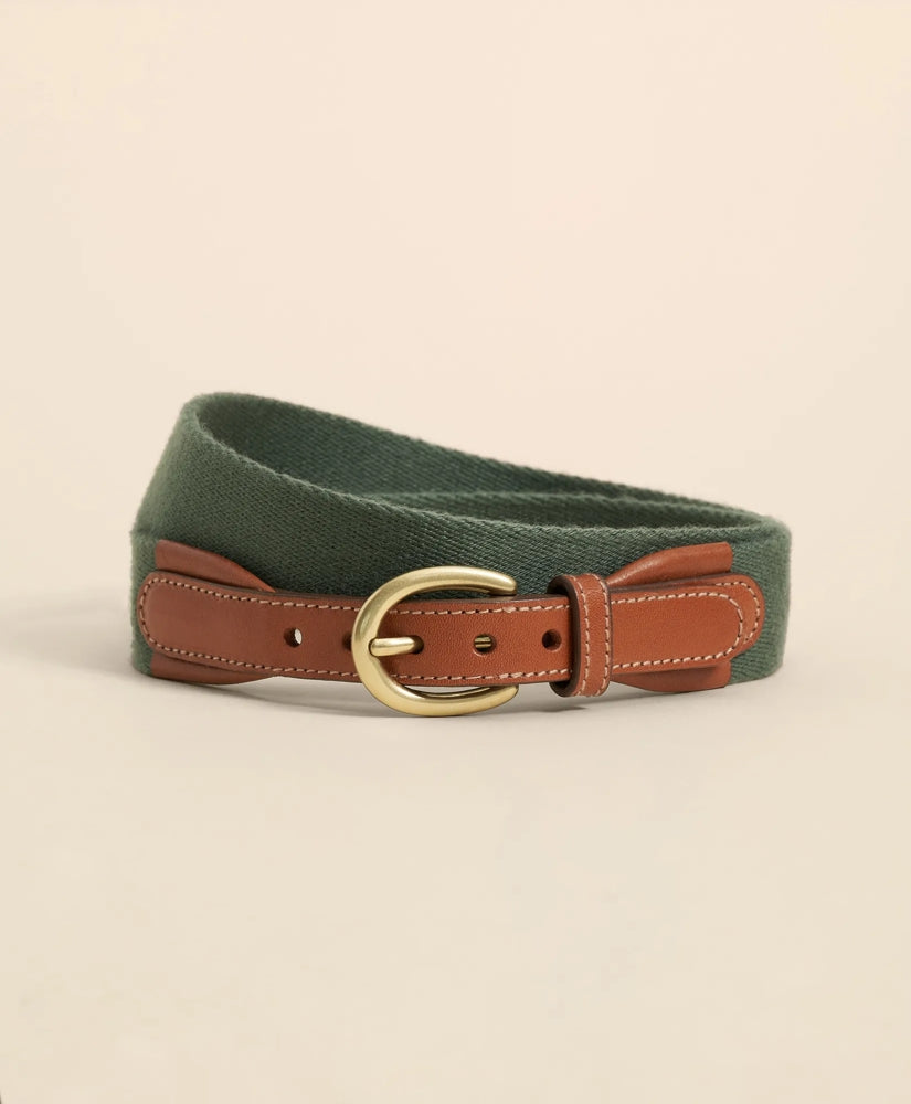 Webbed Leather-Accent Belt