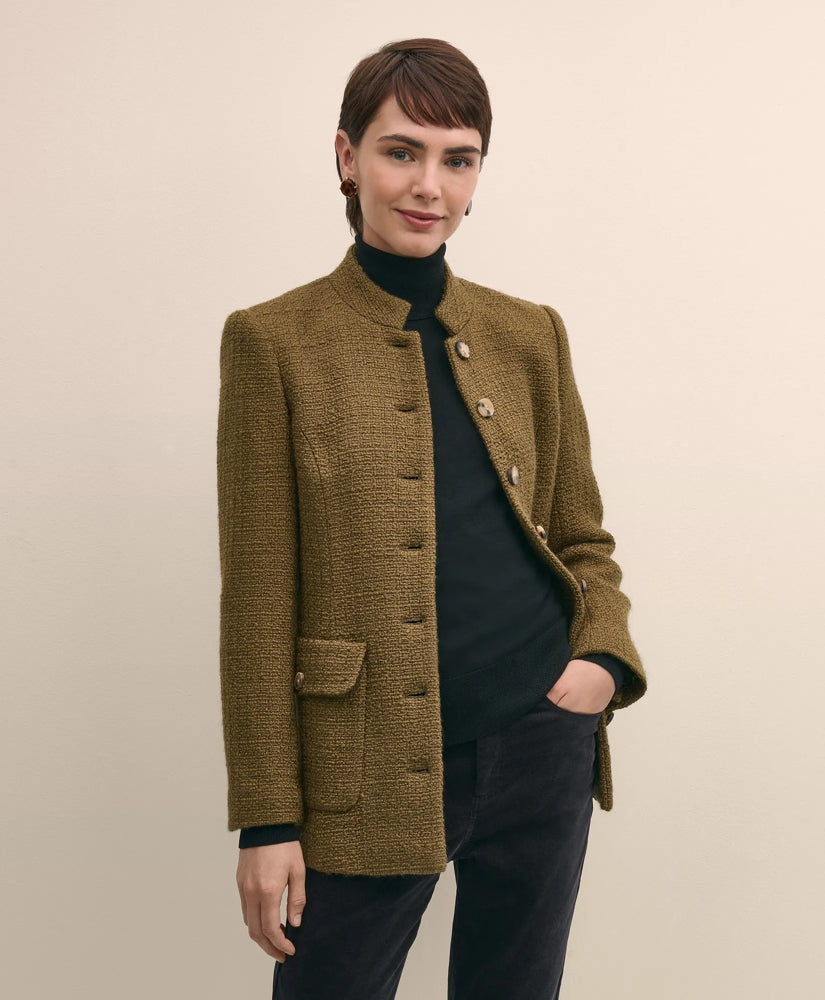 Military Boucle Belted Jacket