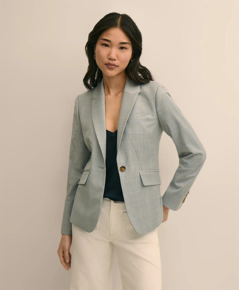 Wool-Blend Plaid Jacket