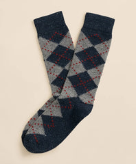 Wool-Silk Blend Argyle Socks