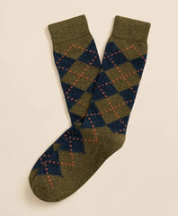 Wool-Silk Blend Argyle Socks