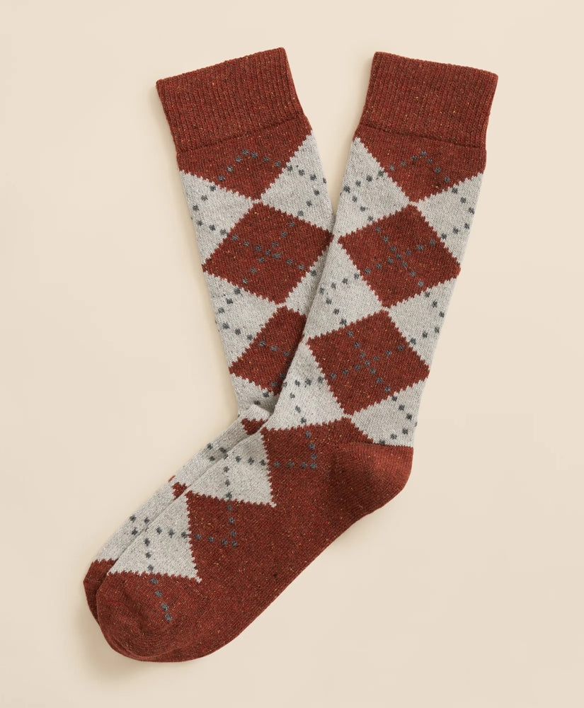 Wool-Silk Blend Argyle Socks