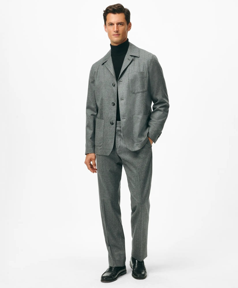 Tailored Shirt Jacket in Wool Flannel
