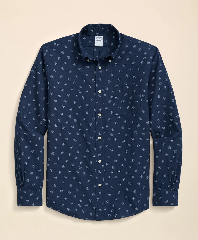 Cotton Sport Shirt in Indigo Foulard Print