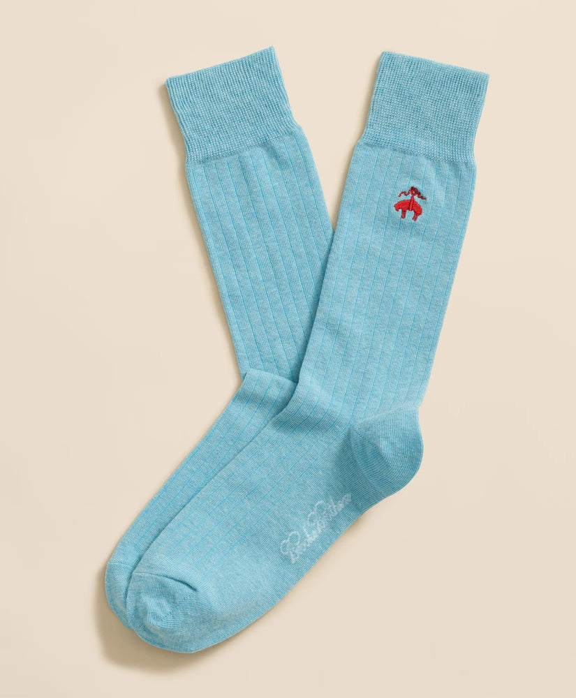Cotton Blend Ribbed Socks with Embroidered Golden Fleece