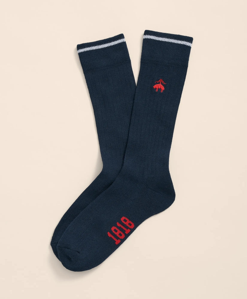 Cotton Blend Contrast Tipped Ribbed Socks with Golden Fleece