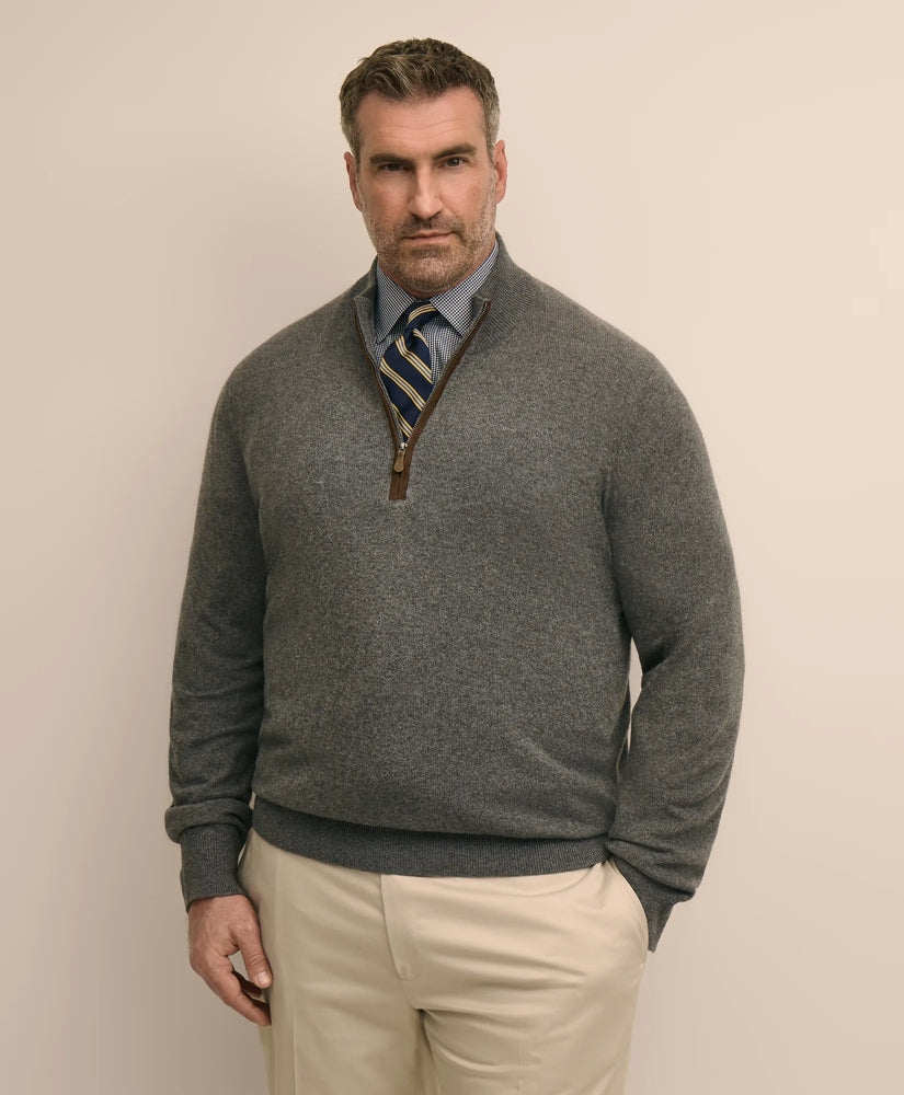 Big & Tall 3-Ply Cashmere Quarter-Zip Sweater