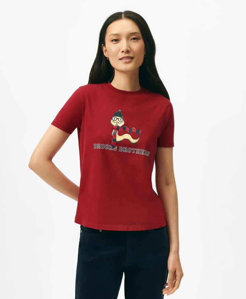 Women's Lunar New Year Cotton Snake Motif T-Shirt
