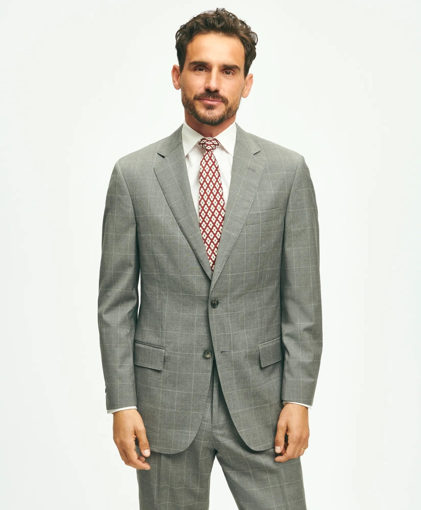 Traditional Fit 1818 Windowpane Suit In Wool